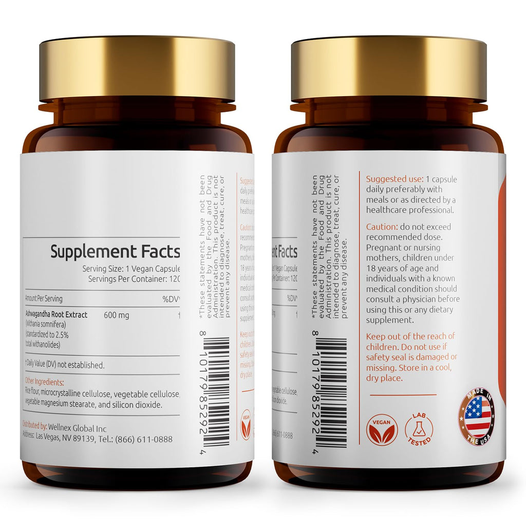 Ashwagandha Root Extract 600mg 120 Capsules P150756