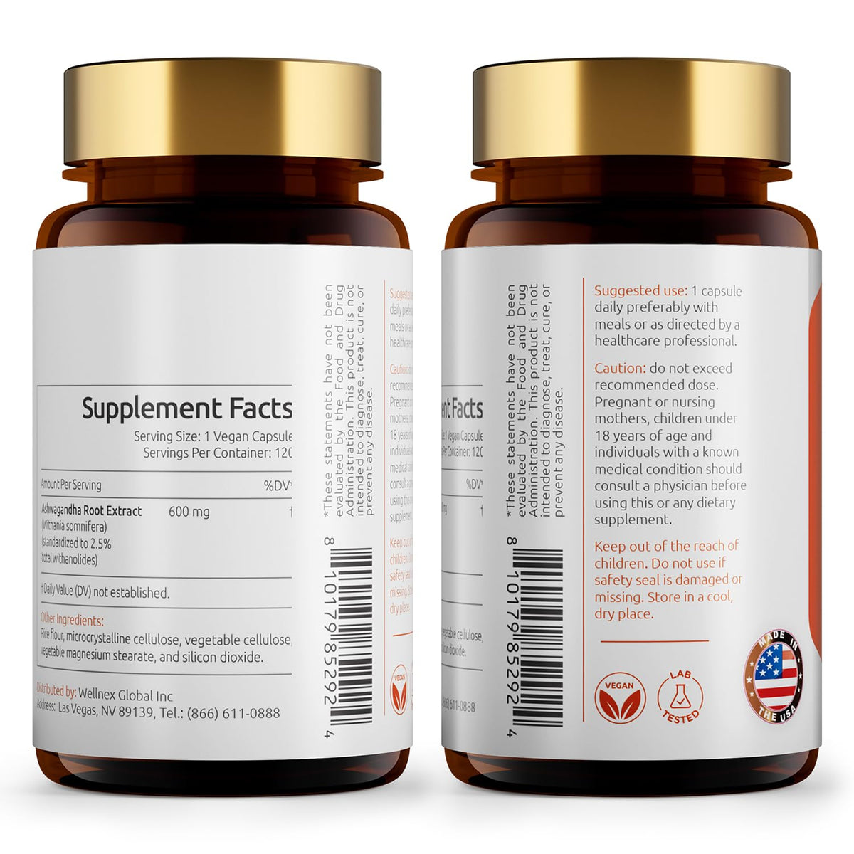 Ashwagandha Root Extract 600mg 120 Capsules P150756
