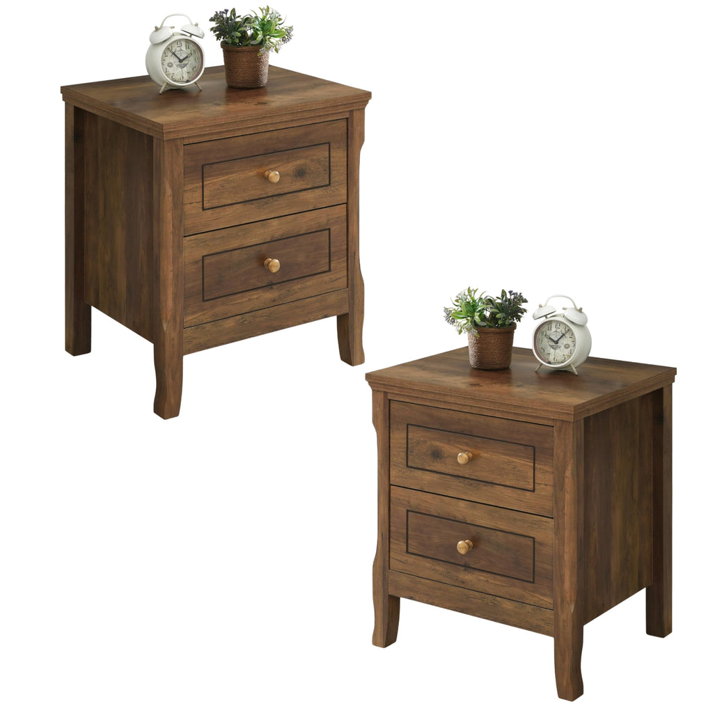 2 Drawer Wood Nightstand Set of 2 W58598