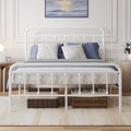 Full Size White Metal Platform Bed Frame with Headboard O537005