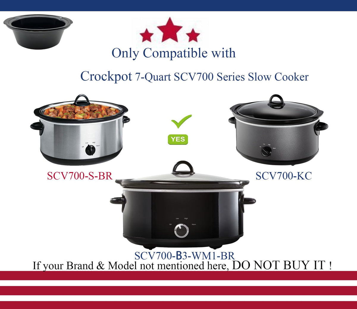 Ceramic Slow Cooker Pot Replacement 7 Quart D693301