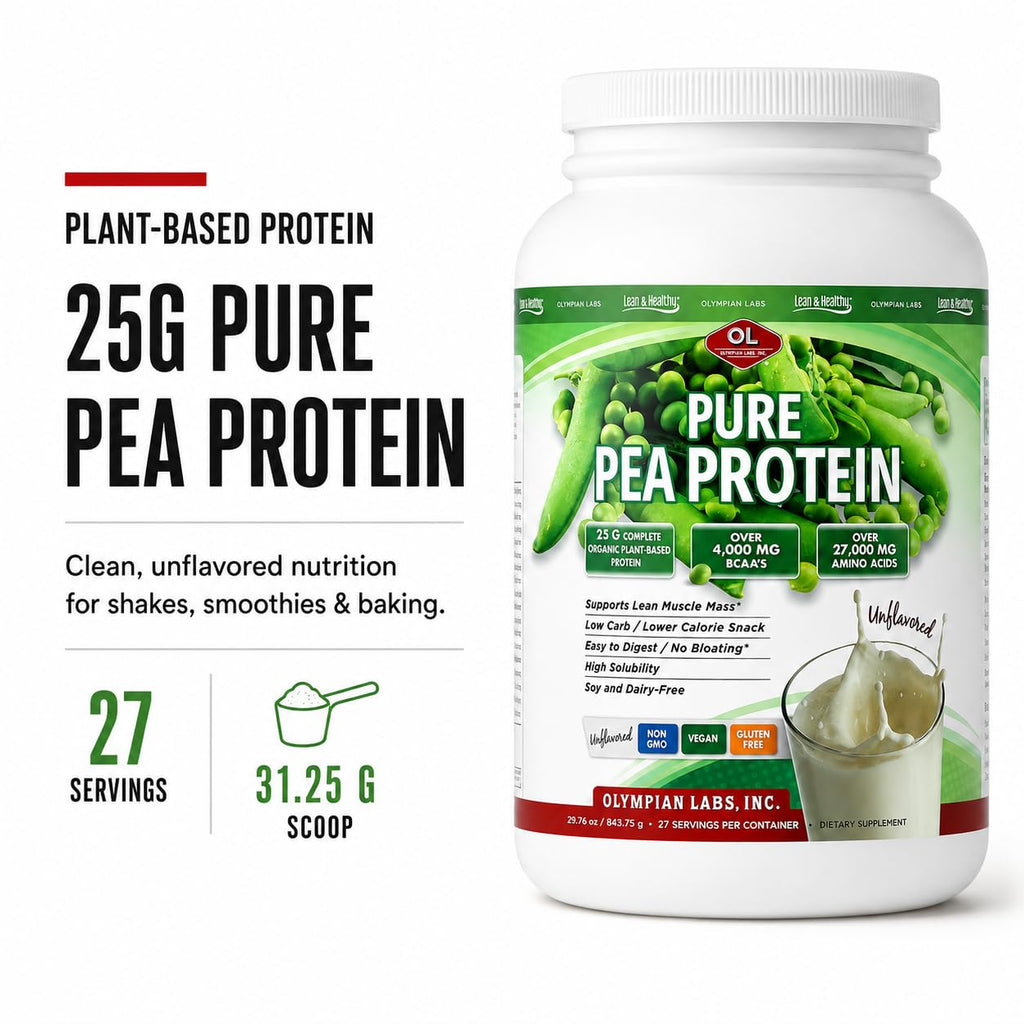 Plant Based Pea Protein Powder, Unflavored, 2 Pound J760