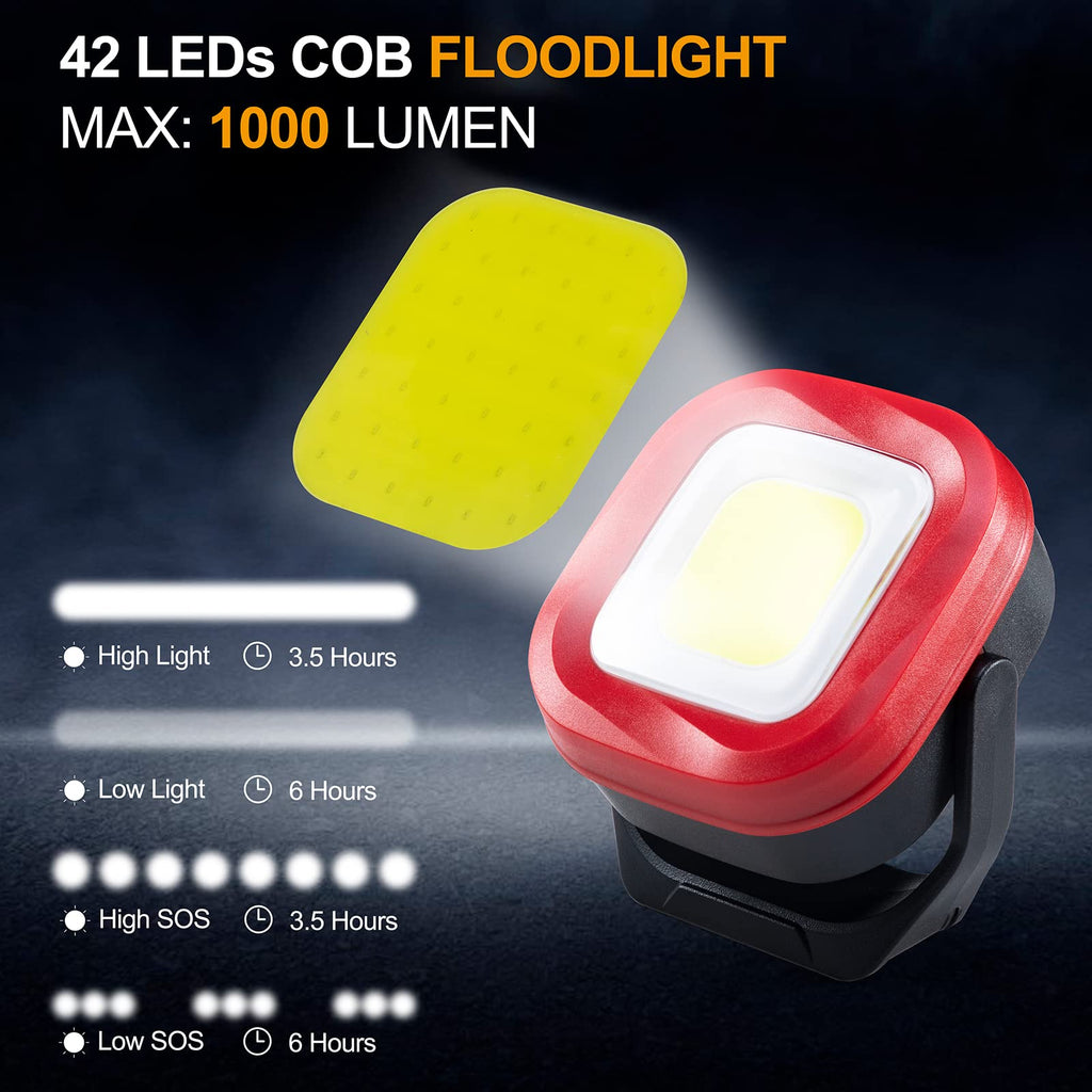 Magnetic Work Light, 42 LEDs 1000 Lumens Rechargeable Portable Inspection Light (2 PCS) G874810