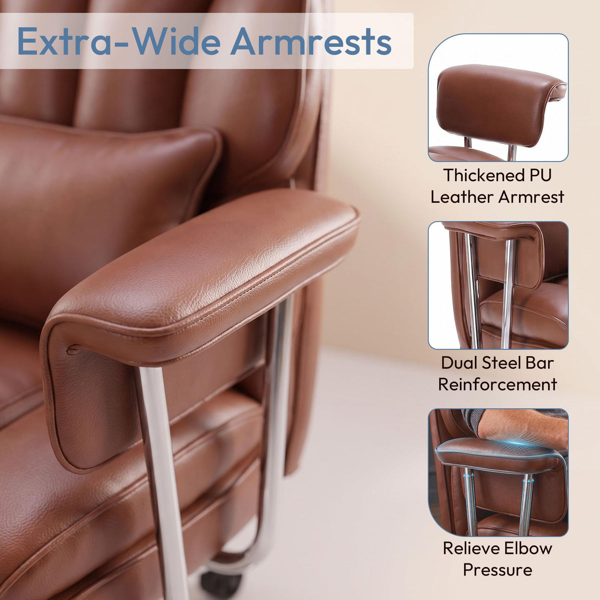 Brown Ergonomic Leather Office Chair P164
