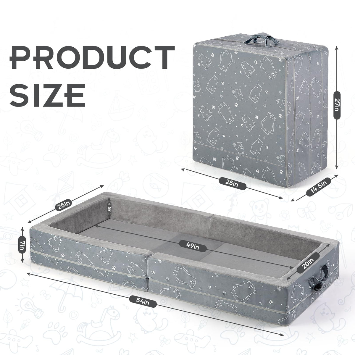 Portable Foldable Soft Foam Toddler Travel Bed A7079