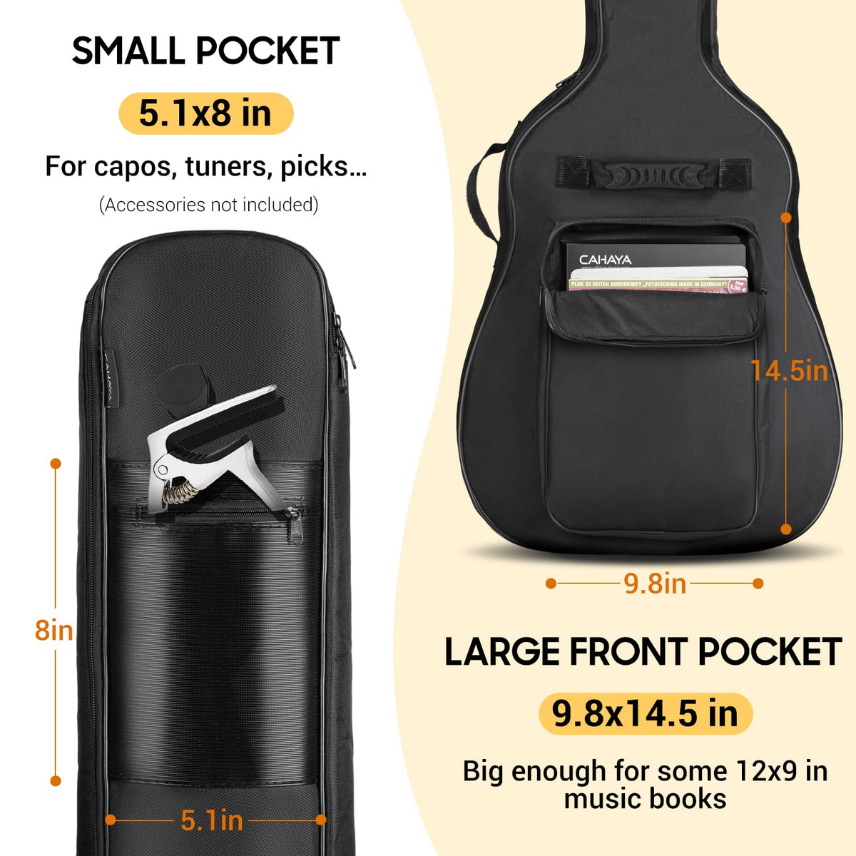41 In 0.35 In Thick Padding Soft Guitar Bag Black B950