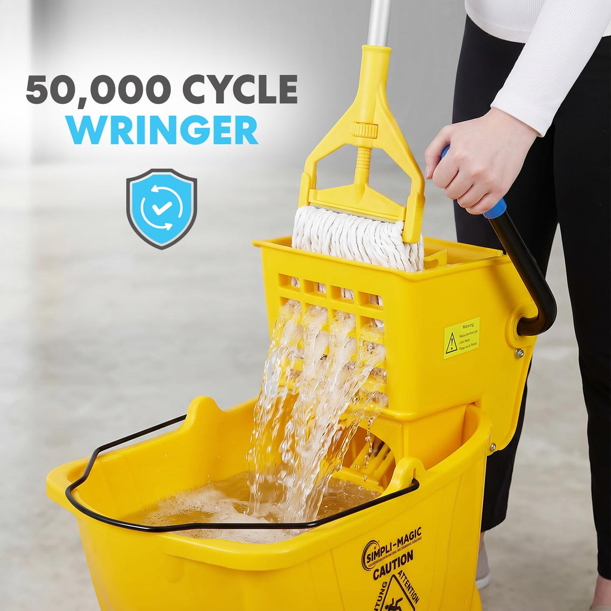 Yellow 26 Quart Mop Bucket on Wheels, 2-Pack Y410023
