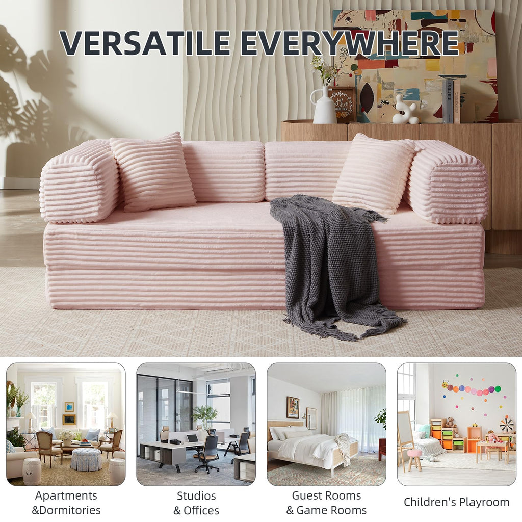 Pink 81 Inch Convertible Folding Sofa Bed F2432