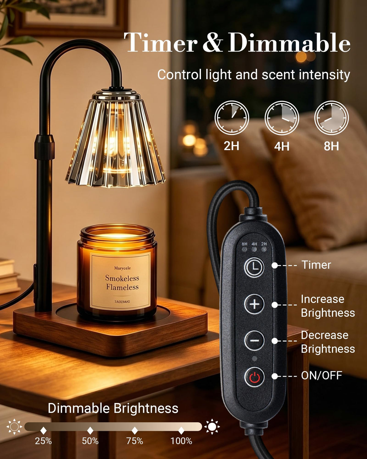 Vintage Candle Warmer Lamp with Timer Dimmer H926131