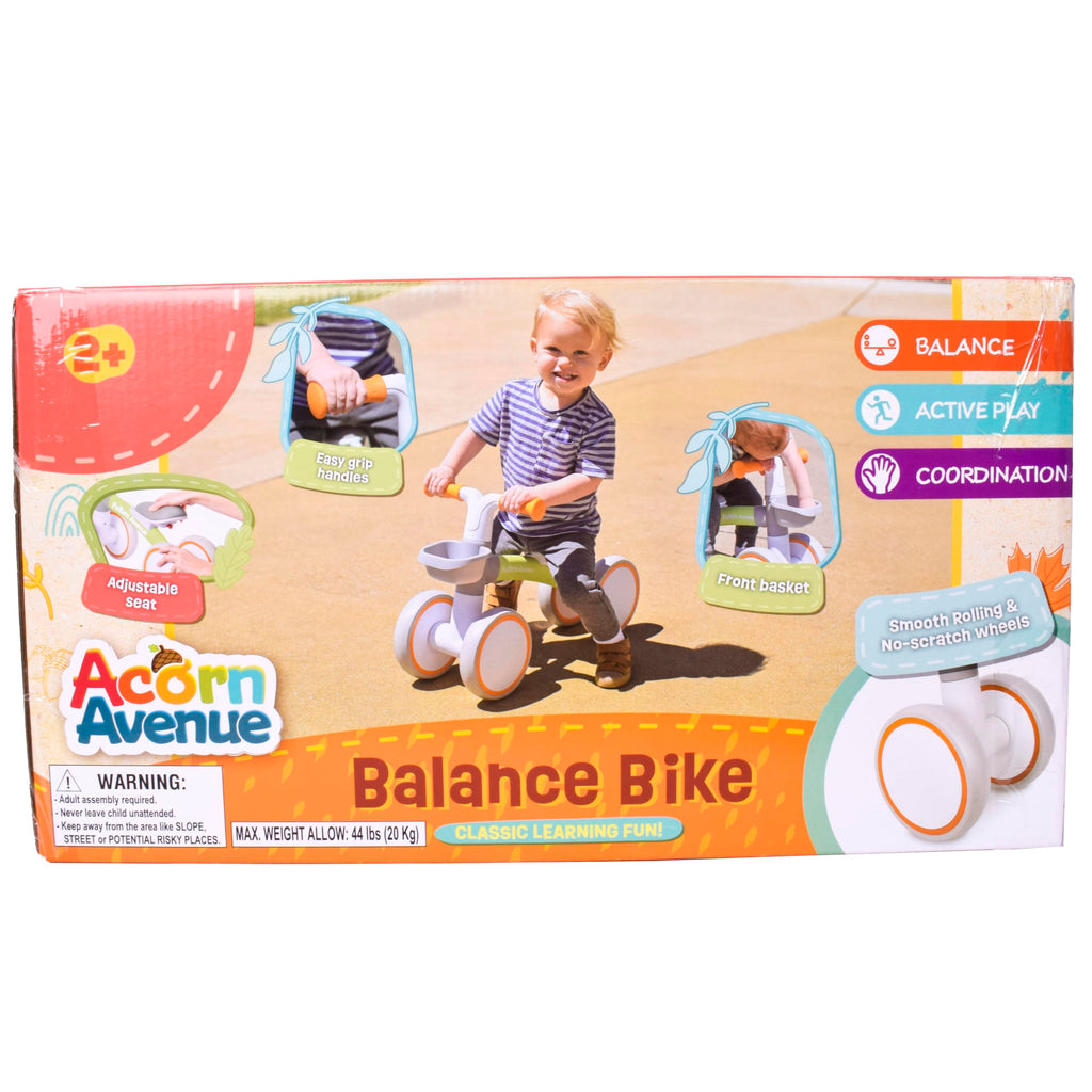 12-24 Month 4 Wheels Adjustable Seat Baby Balance Bike with Storage Basket A890
