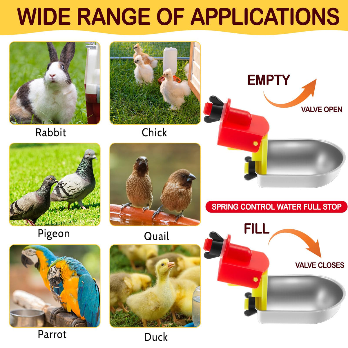8 Pack Stainless Steel Auto Fill Chicken Waterer Cups J889093