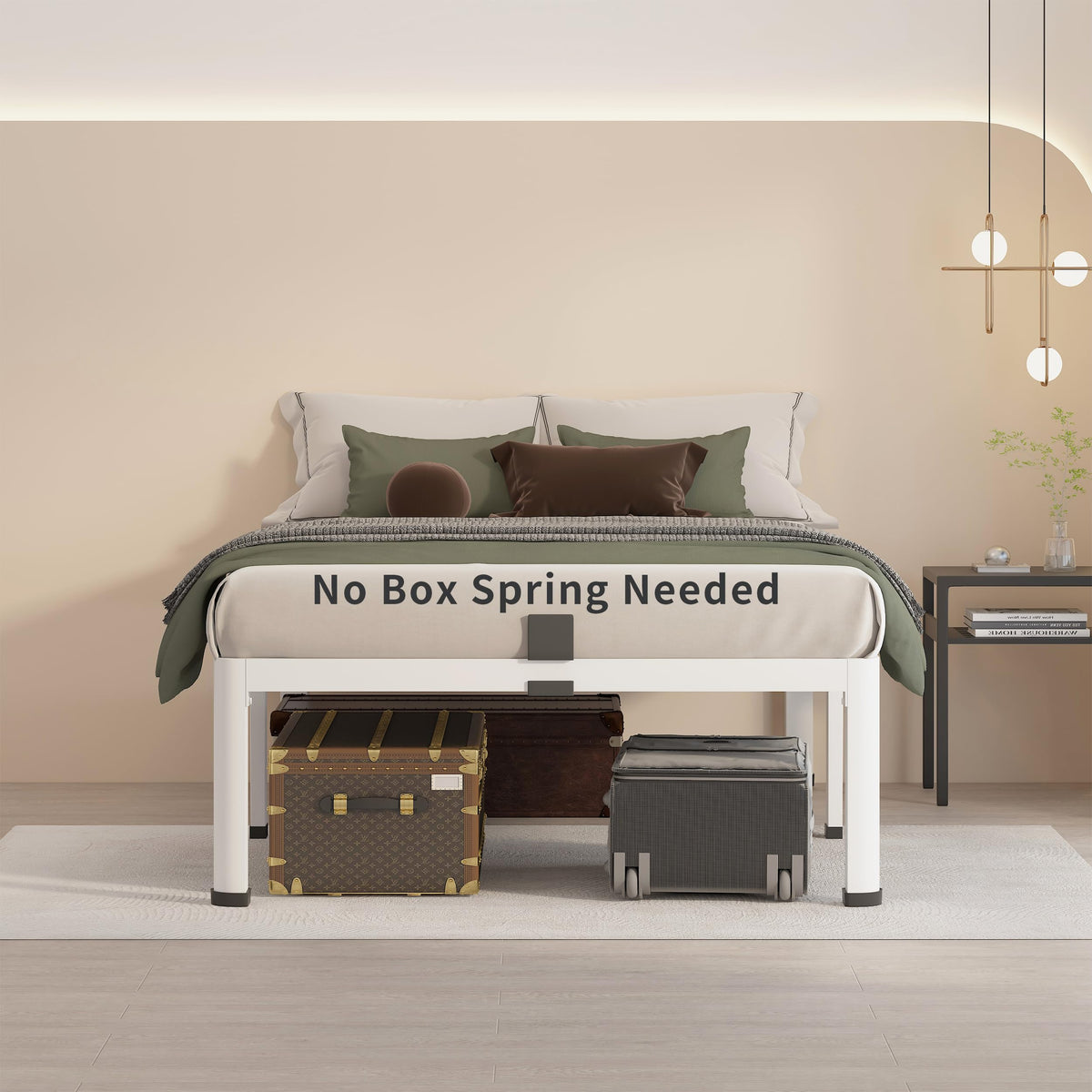 14 Inch Twin Metal Platform Bed Frame White K645314