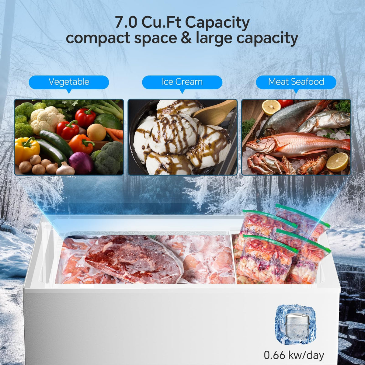 7.0 Cubic Feet White Chest Freezer V9849