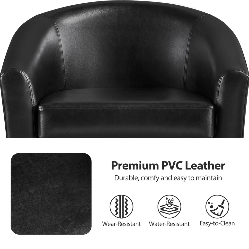 Black Faux Leather Barrel Accent Chairs K893