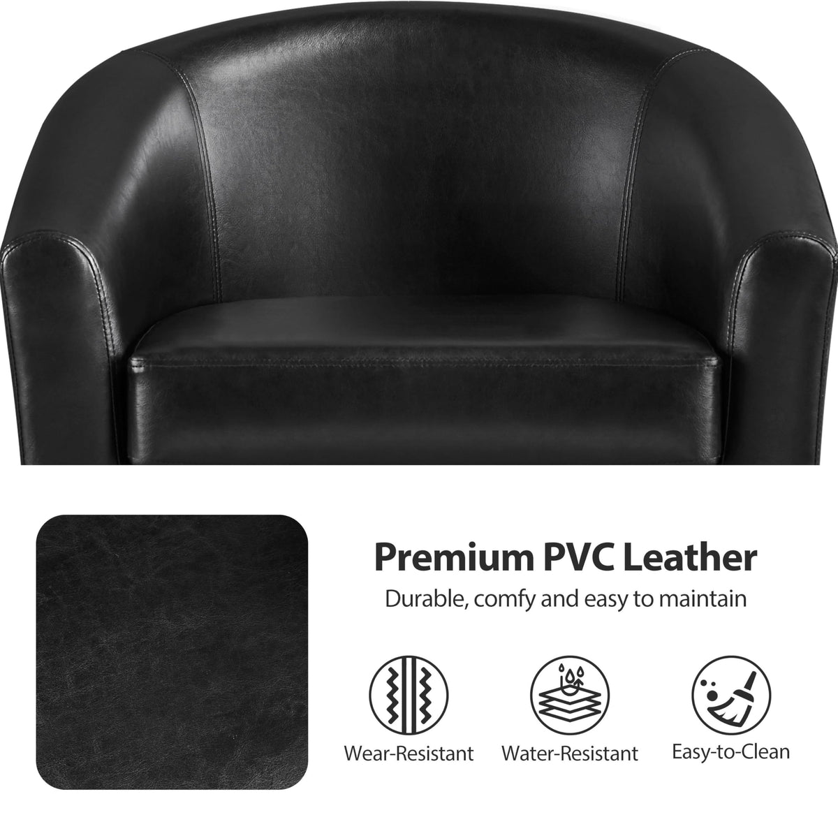 Black Faux Leather Barrel Accent Chairs K893