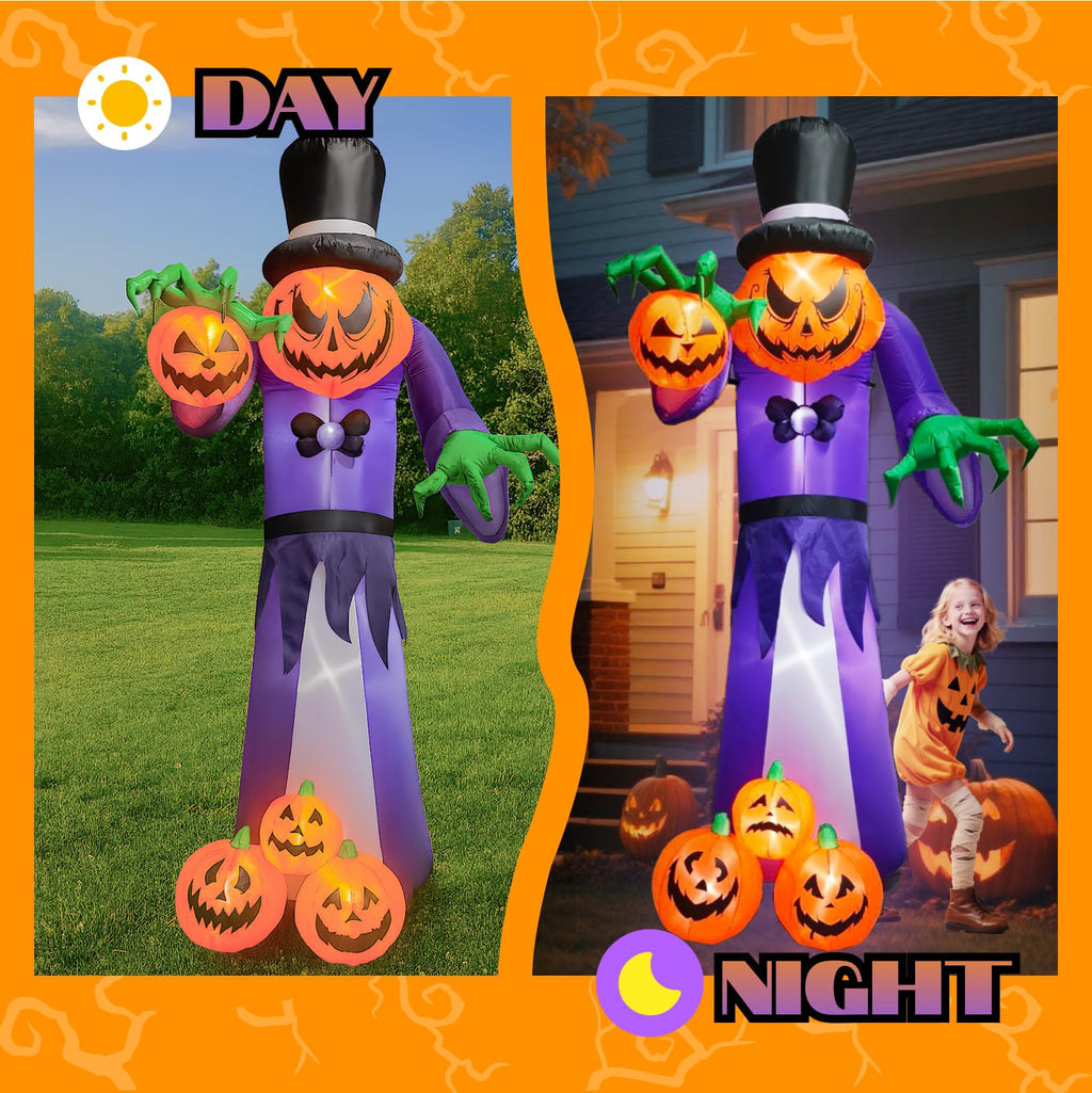 11FT Inflatable Pumpkin Grim Reaper with LEDs N321647