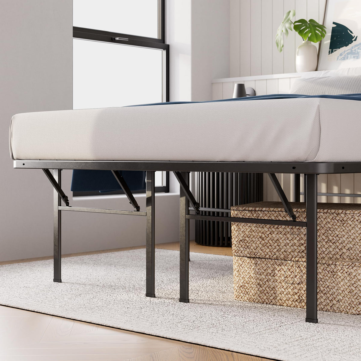 Queen Black Platform Bed Frame X976507