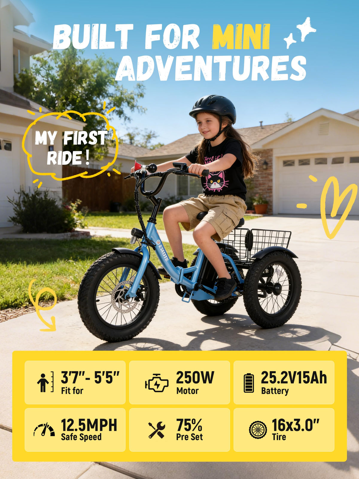 Blue Fat Tire Folding Electric Trike Q9952