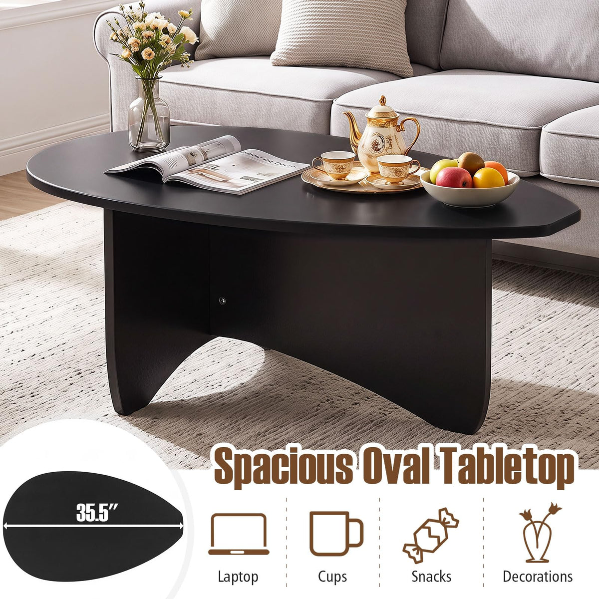 Oval Coffee Table Black L80208