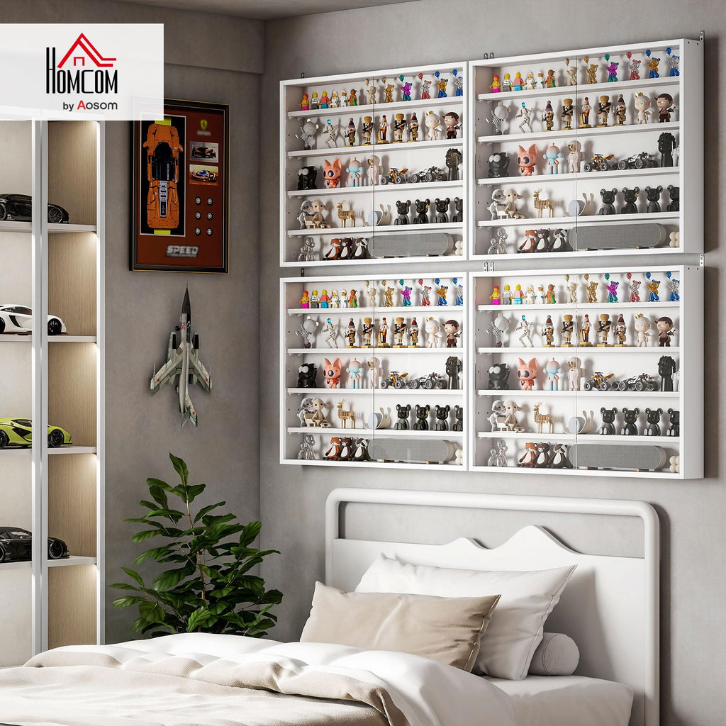 5-Tier Wall Mounted Display Cabinet with Glass Doors White P23174