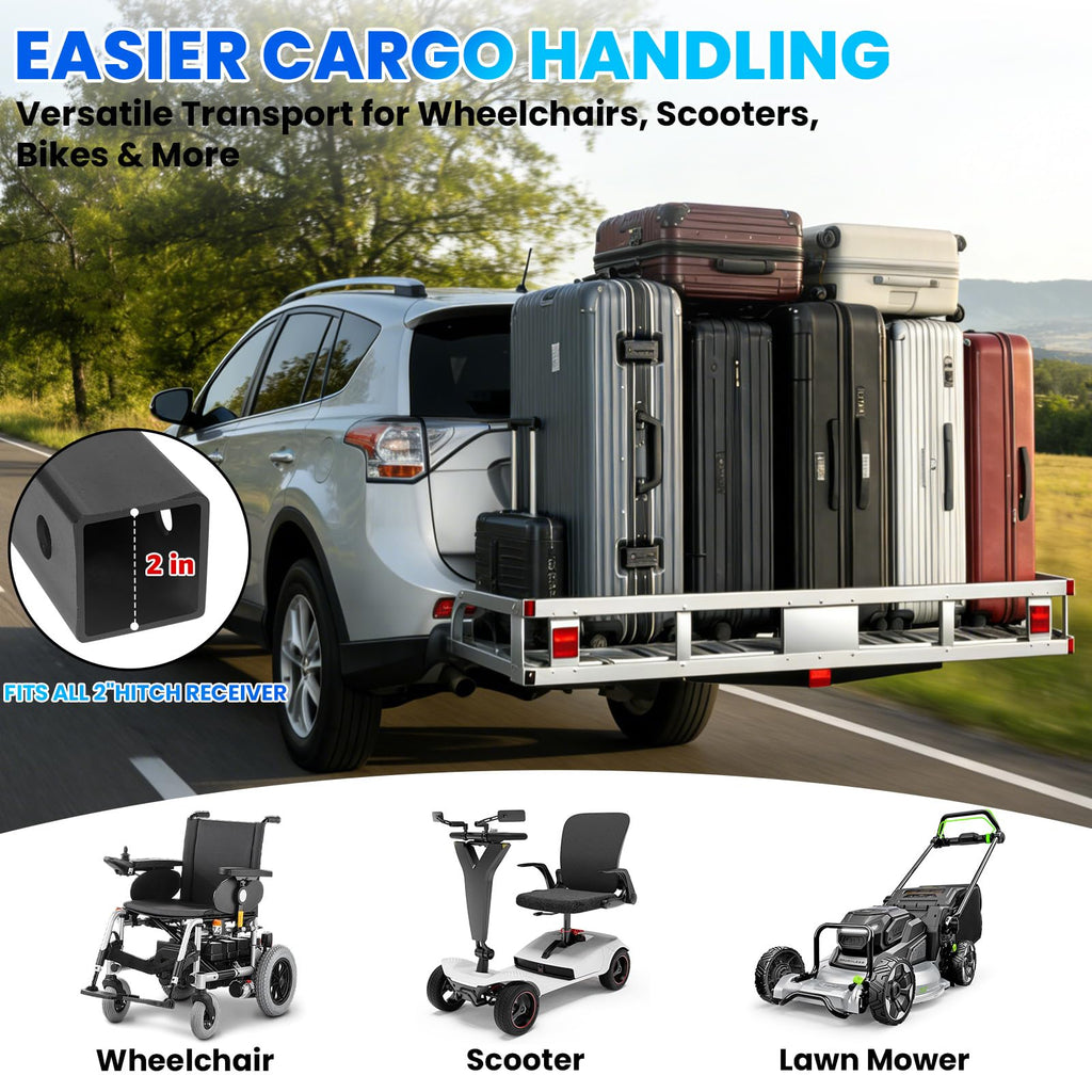 500LBS Heavy-Duty Aluminum Hitch Cargo Carrier with Ramp J83719