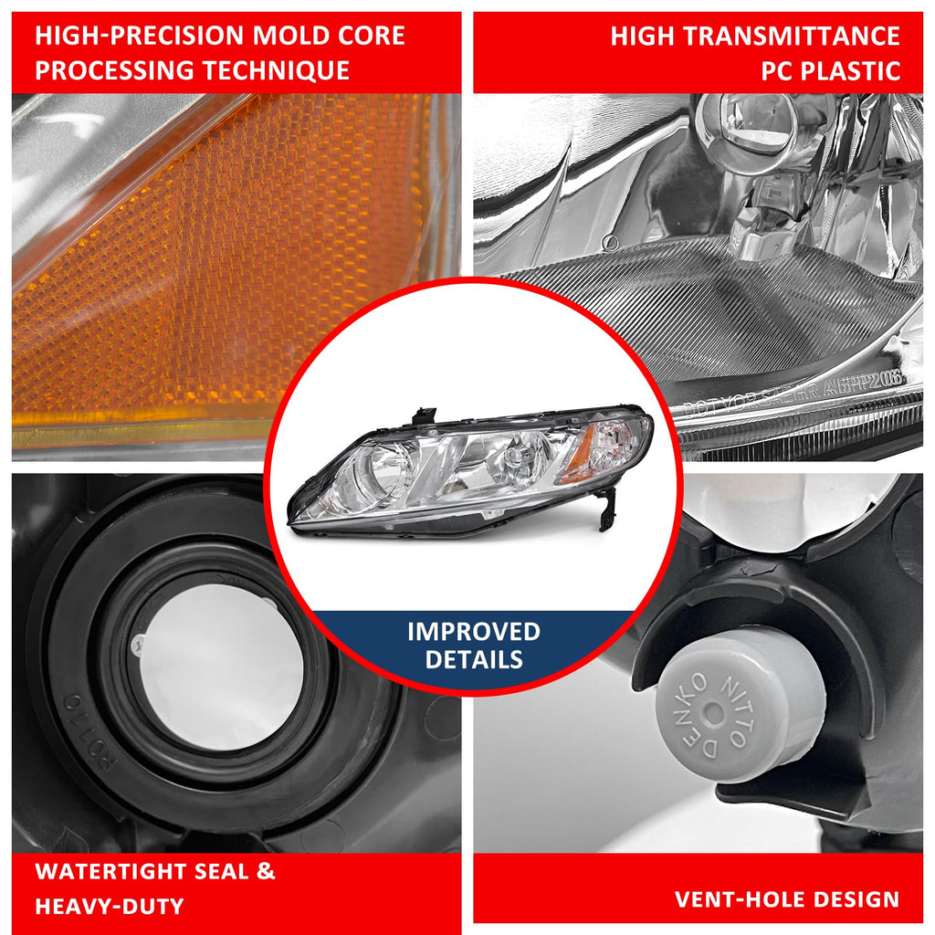 2006-2011 Honda Civic Halogen Headlight U9877