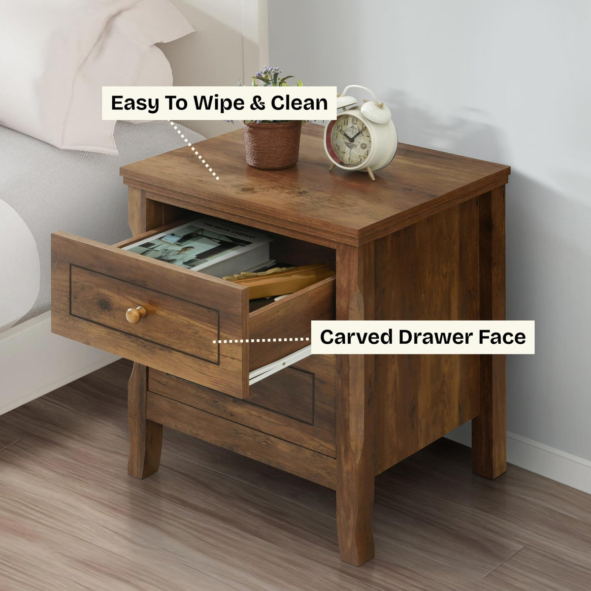 2 Drawer Wood Nightstand Set of 2 W58598