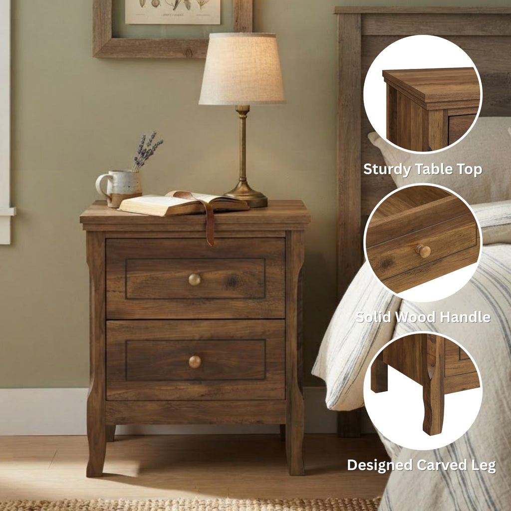 2 Drawer Wood Nightstand Set of 2 W58598