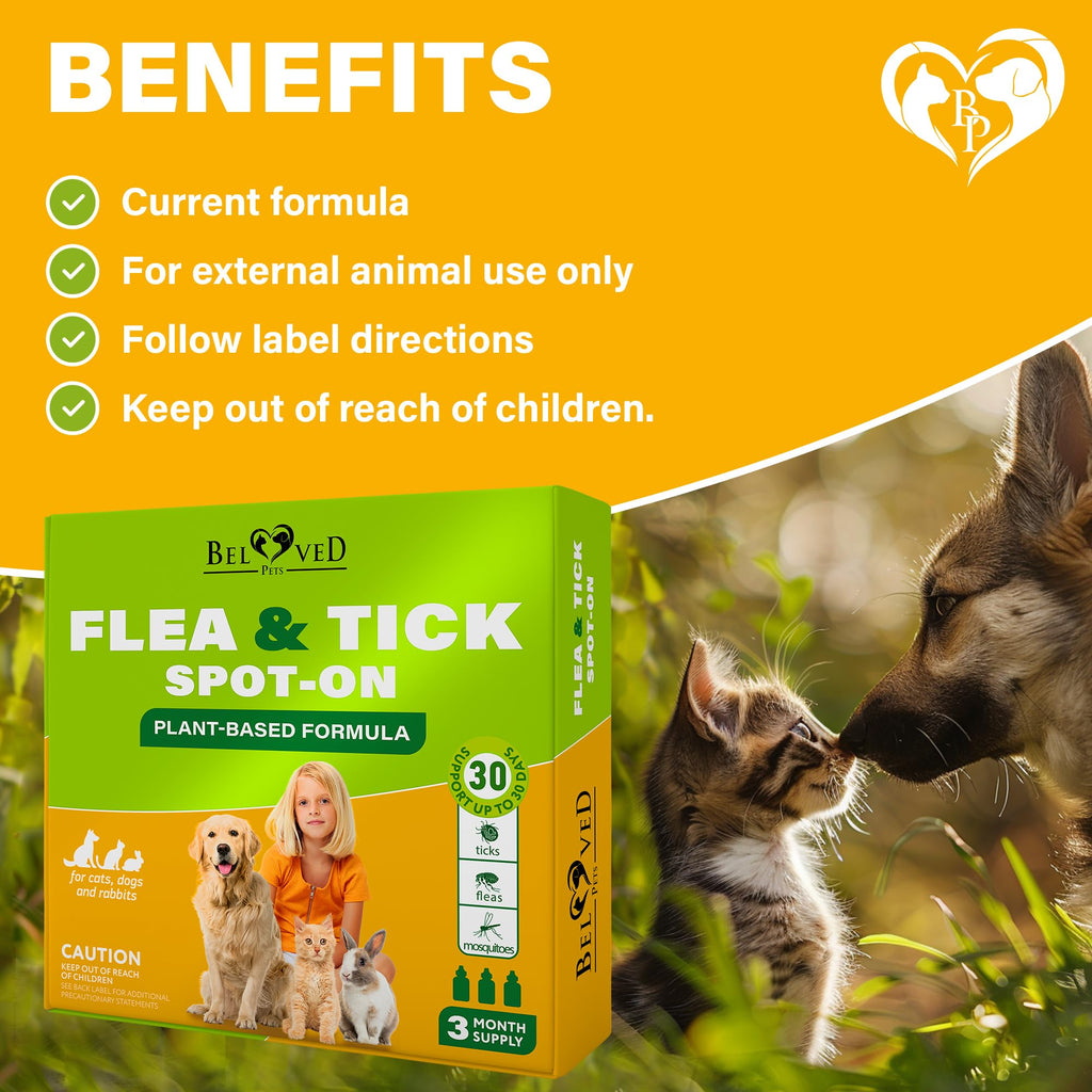 Flea & Tick Spot-On Drops for Dogs and Cats 3 Supply Pack J249683