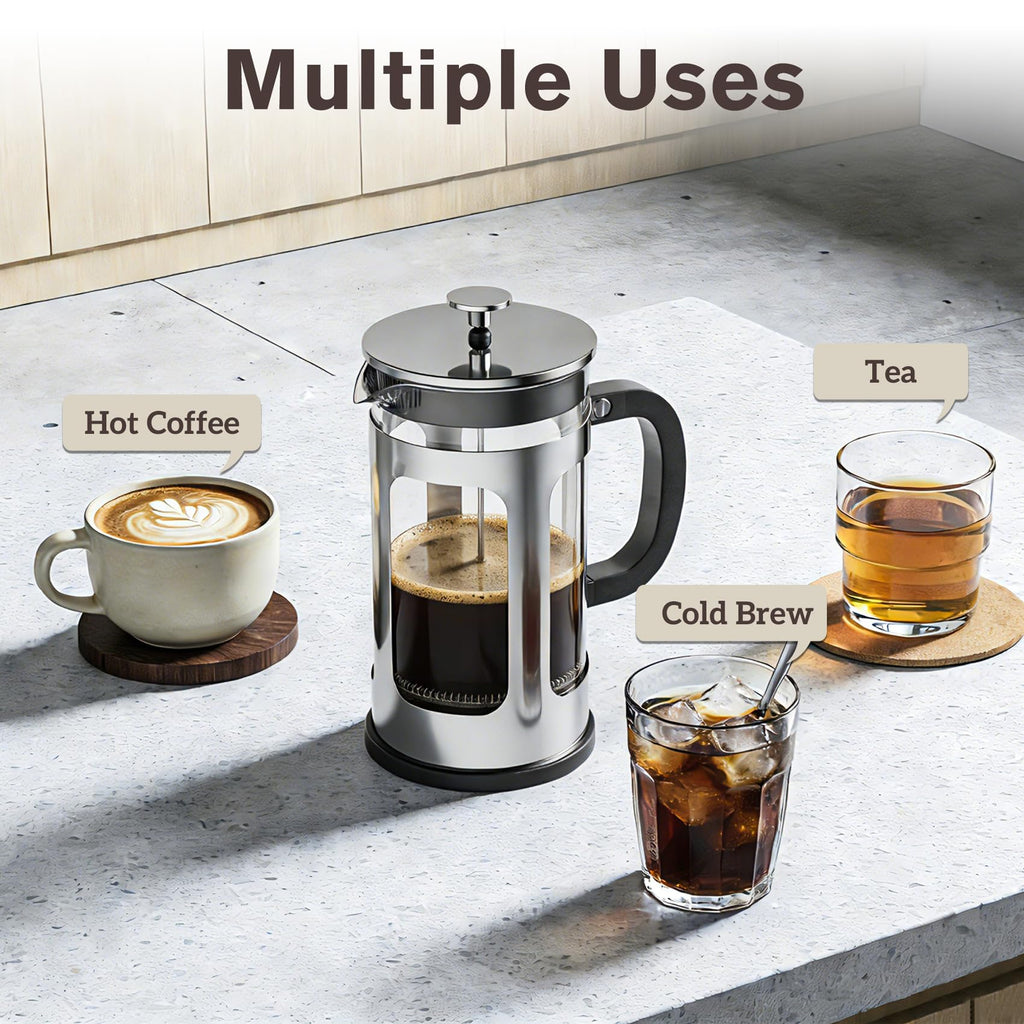 34oz Heat Resistant Glass Stainless Steel French Press Coffee Maker H289