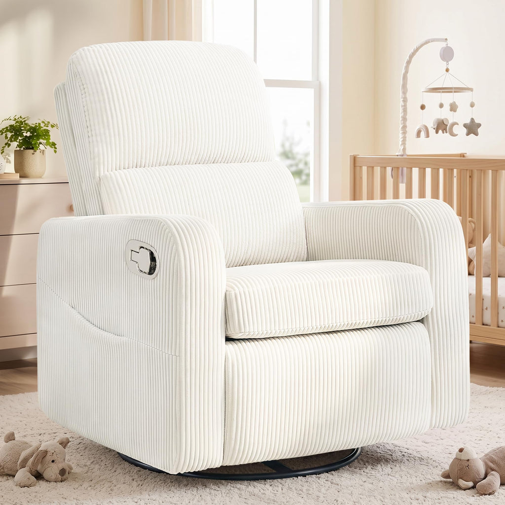 Oversized Corduroy Swivel Rocker Recliner Chair F533577