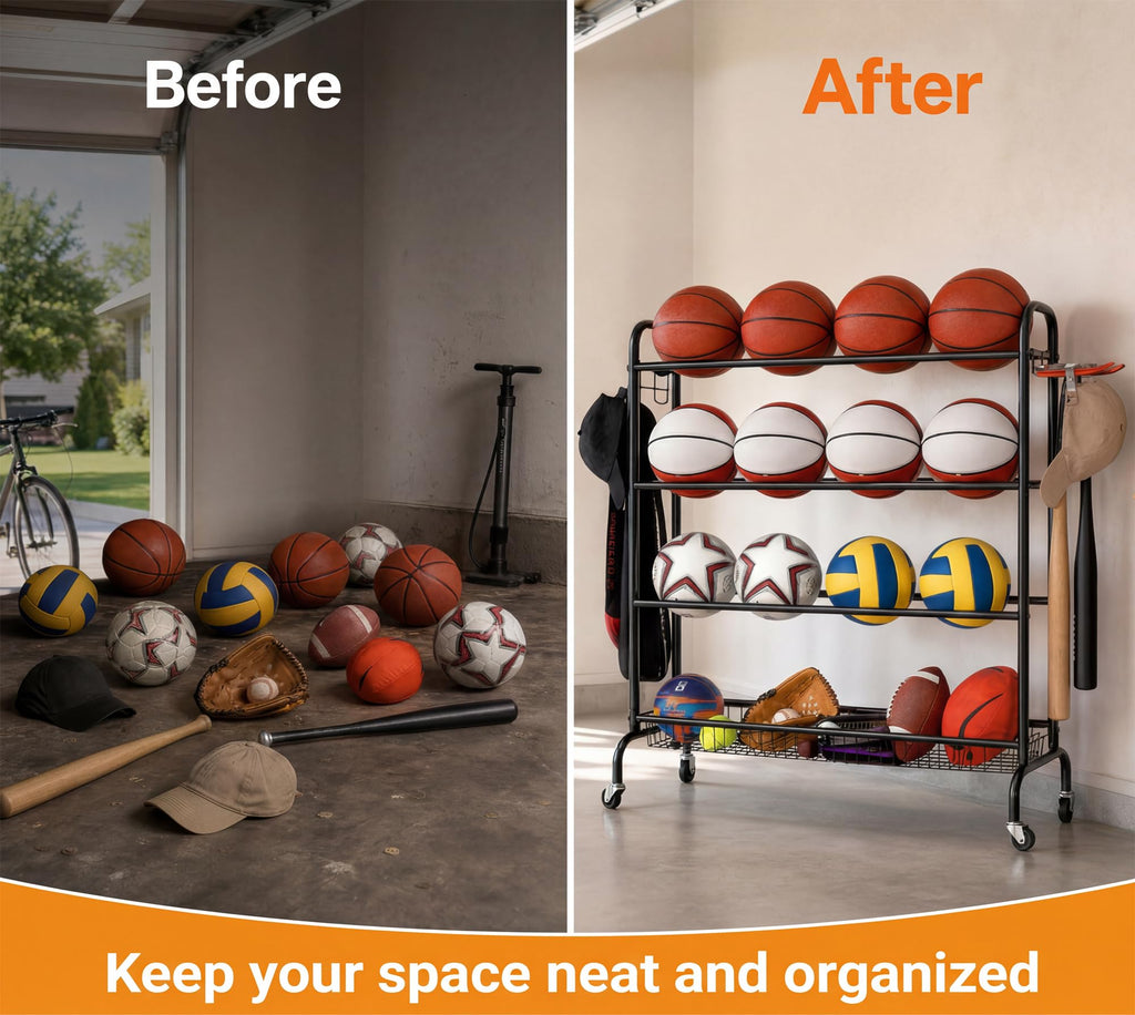 4 Tier Basketball Rack with Wheels T506