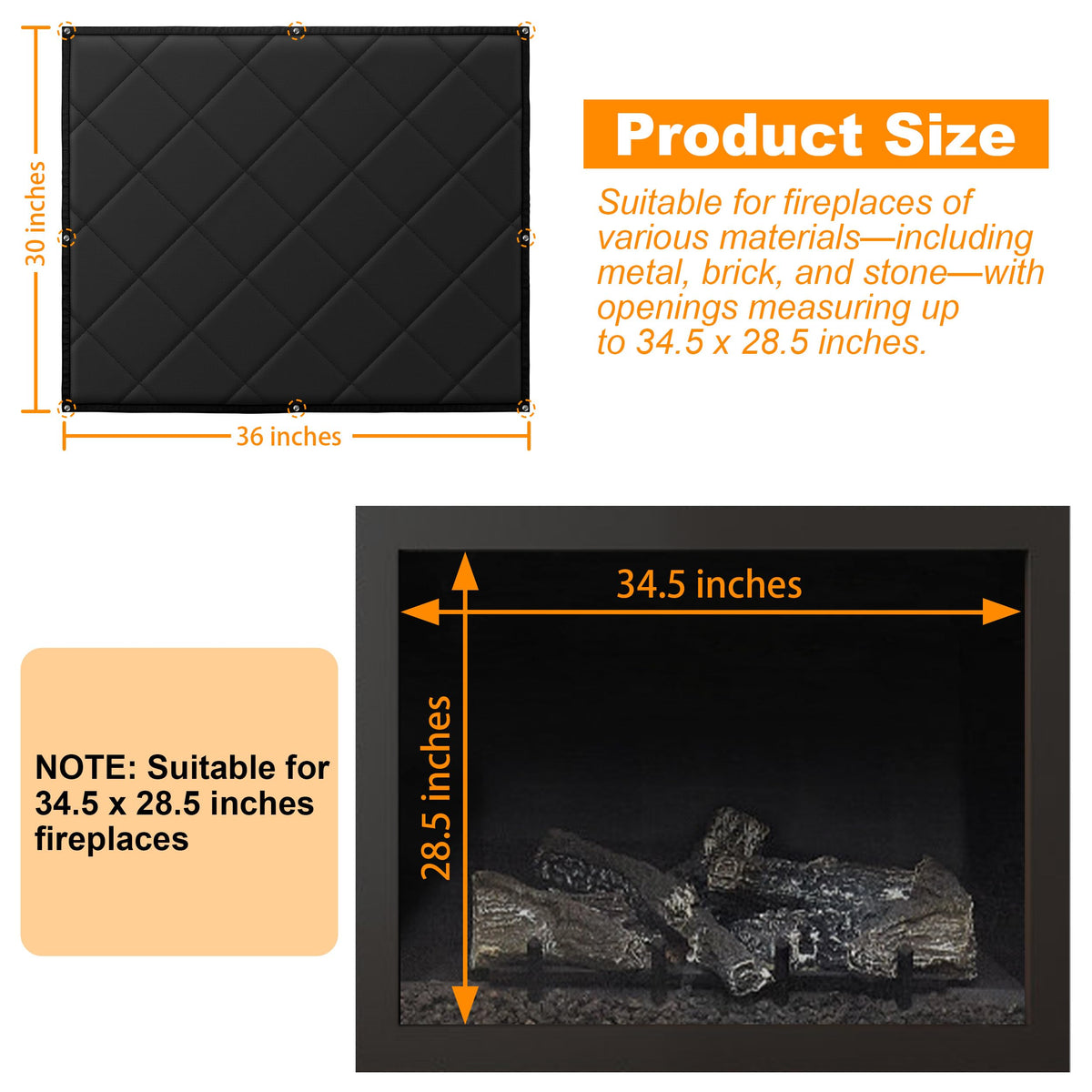 Magnetic Fireplace Cover 36" x 30" B756731