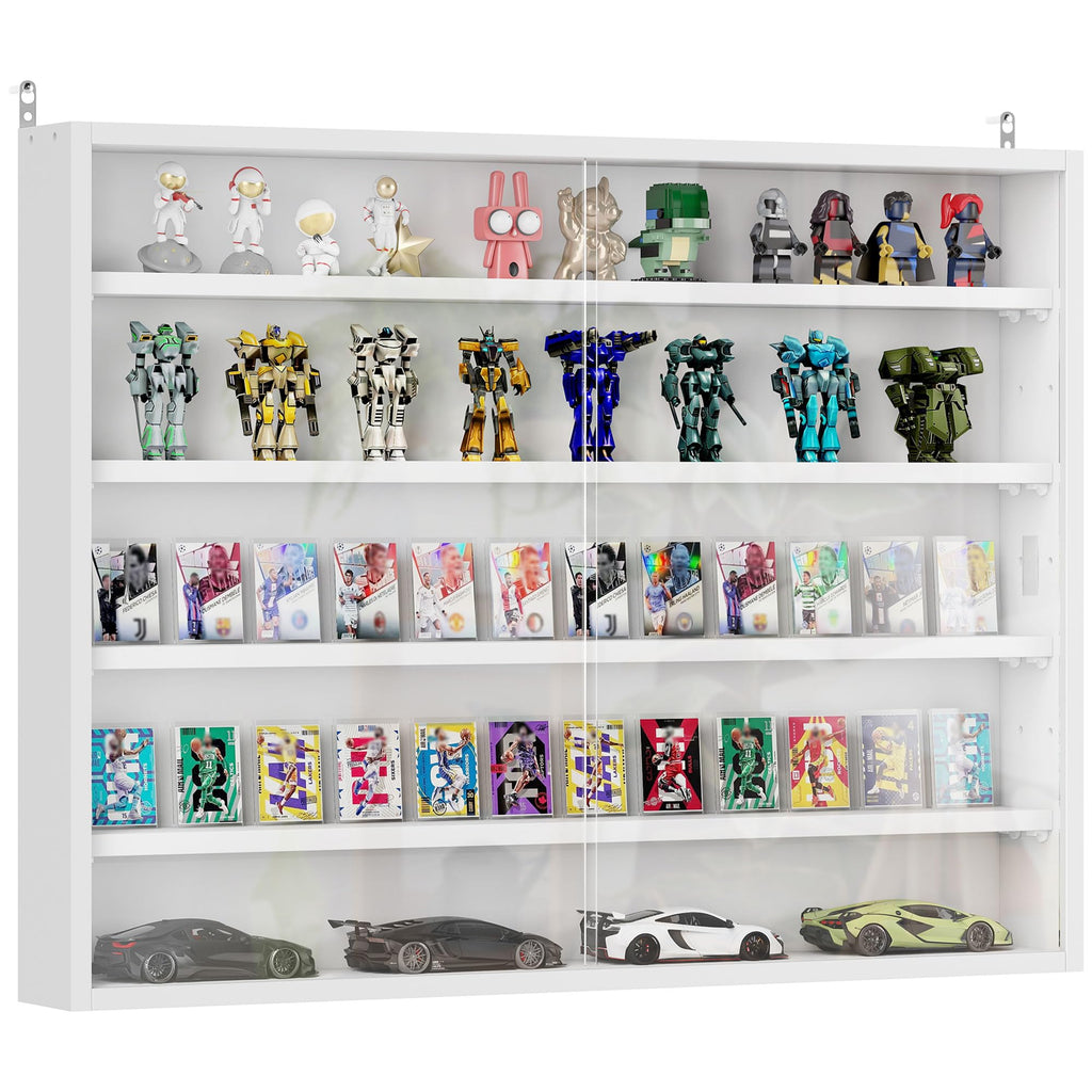 5-Tier Wall Mounted Display Cabinet with Glass Doors White P23174