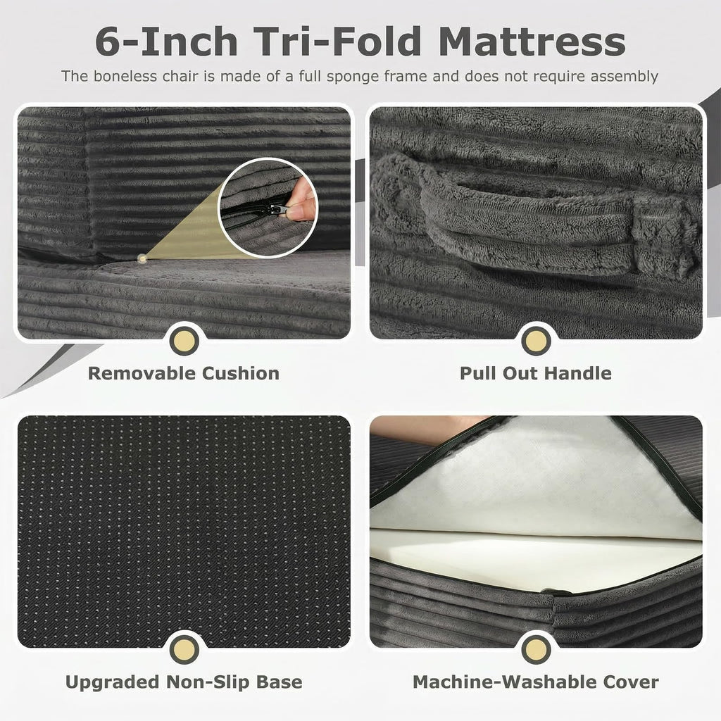 6 inch Tri-Folding Full Size Grey Mattress Y4109