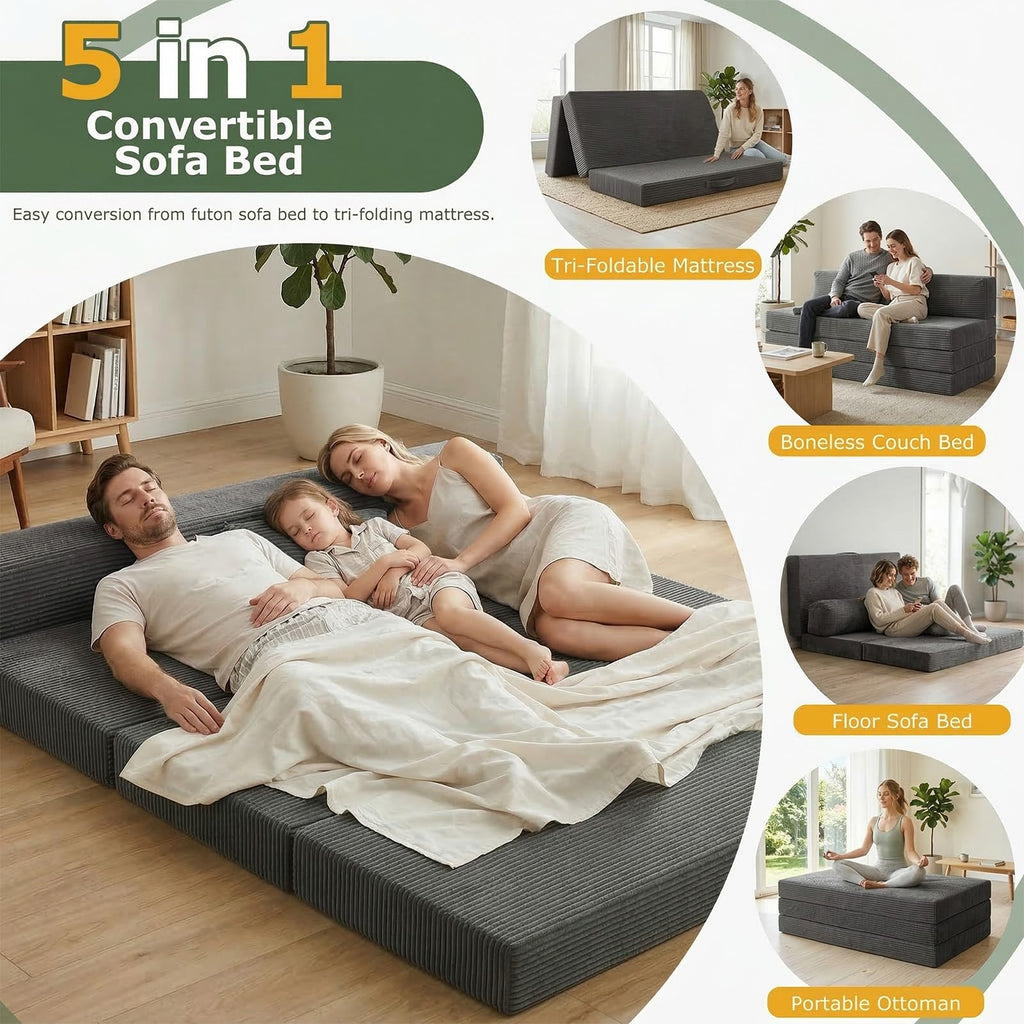 6 inch Tri-Folding Full Size Grey Mattress Y4109