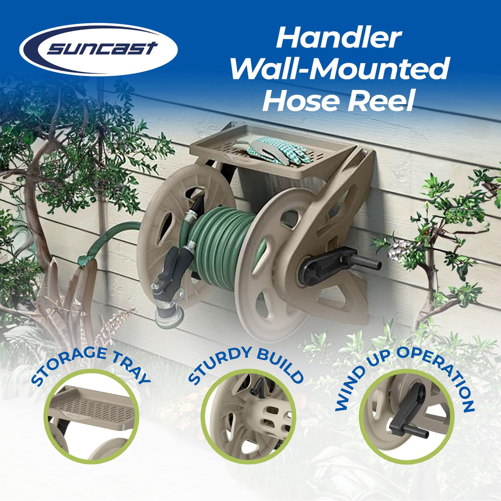 Hard Plastic Wall Mounted Retractable Garden Hose Reel with 200 Feet Hose Capacity A57330