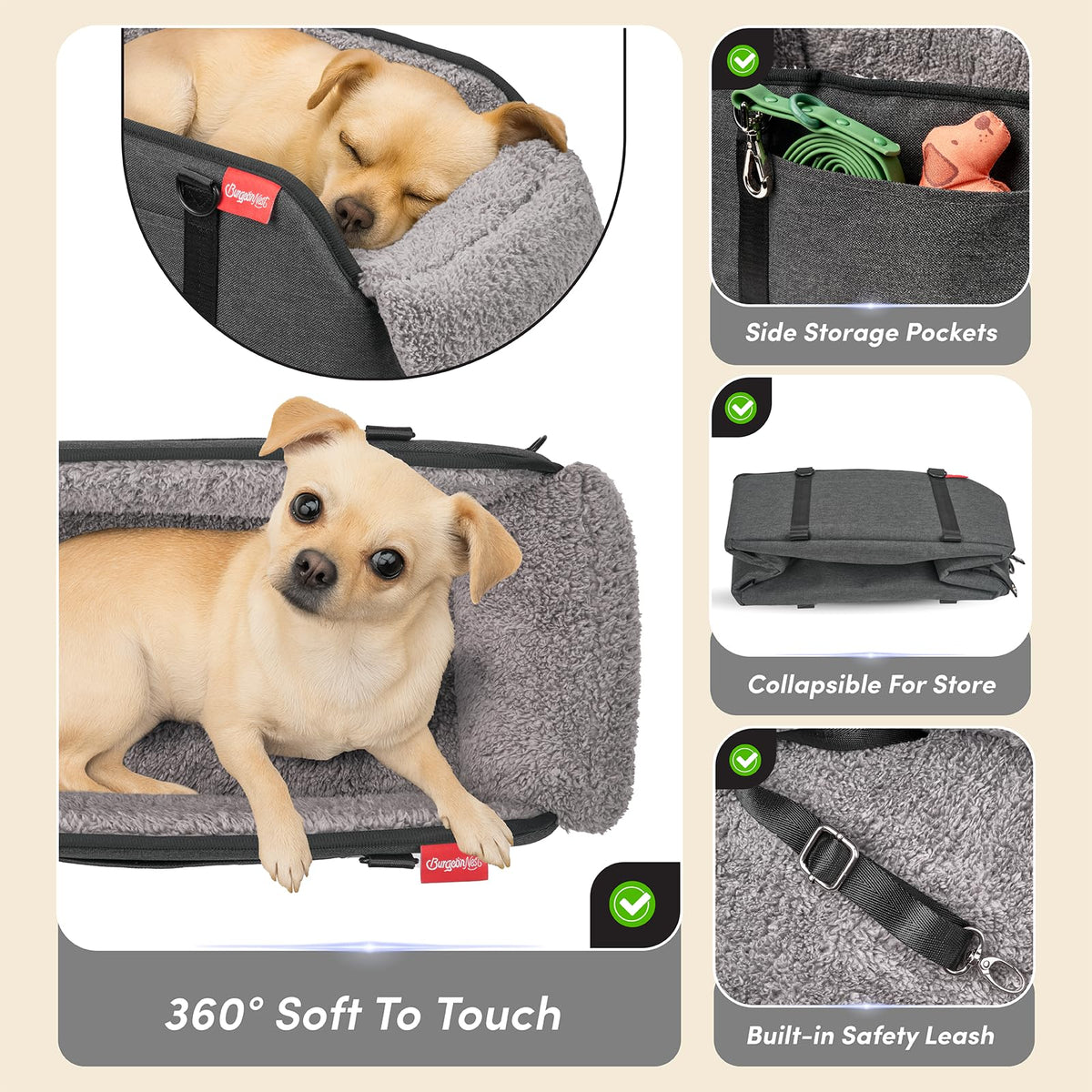 Grey Dog Car Seat F7664