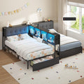 Black Twin Metal Platform Bed with Storage S721