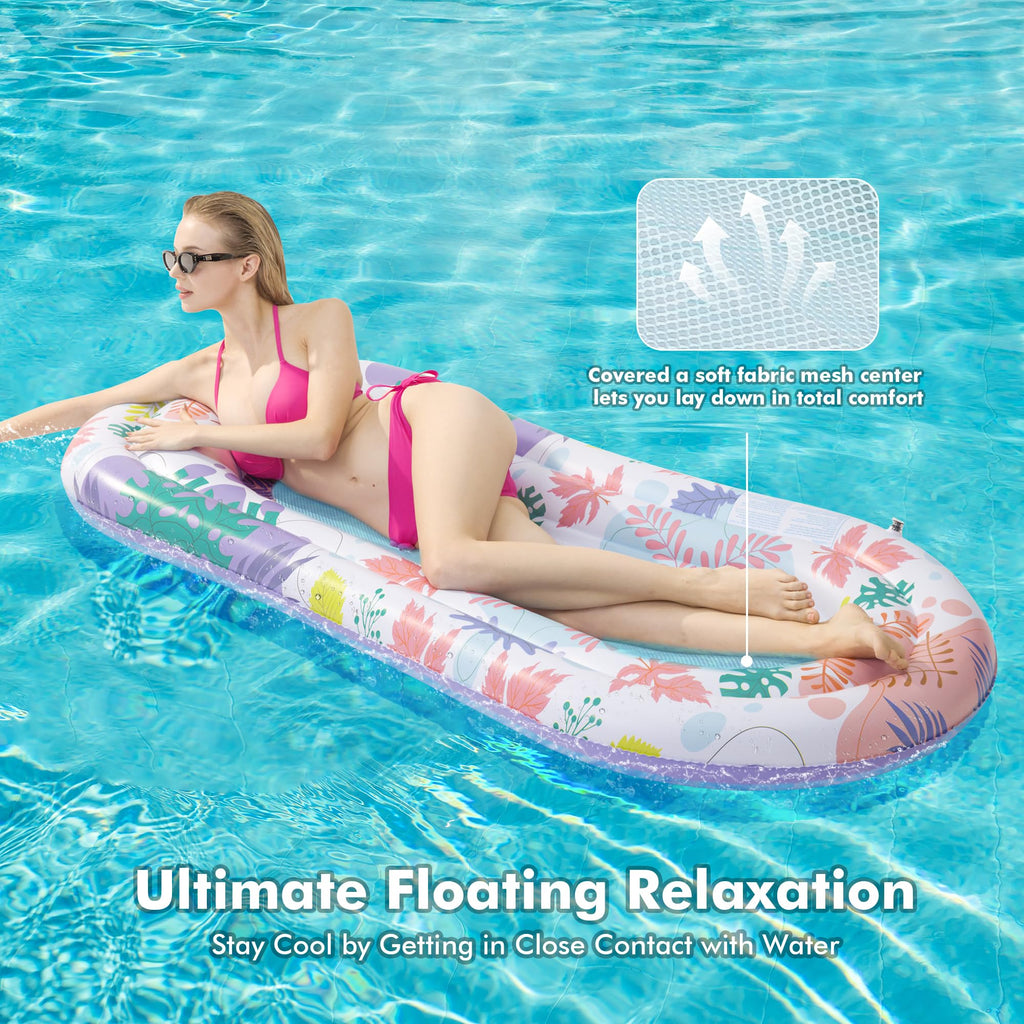 Inflatable Tanning Pool Lounger Float with Pillow & Cup Holder, 2 Pack C9940