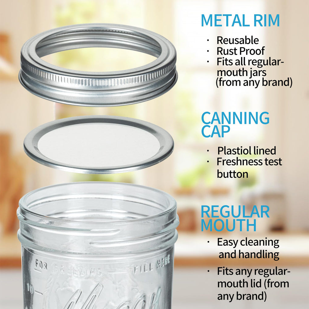 16 oz Wide Mouth Glass Mason Jars with Lids 8 Pack H272686
