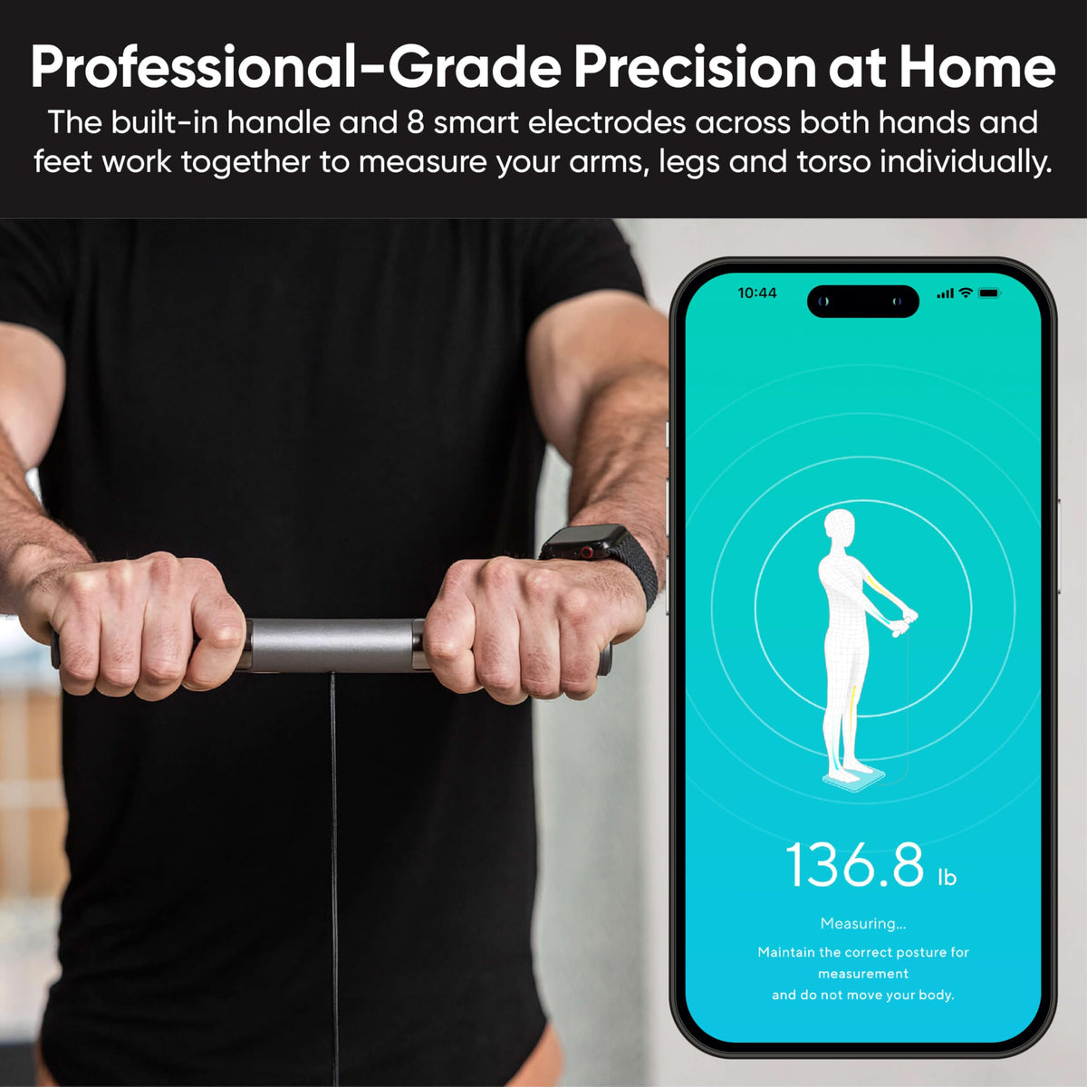 Wi-Fi & Bluetooth Body Composition Scale with Handle, 400 lbs, Black Y26580