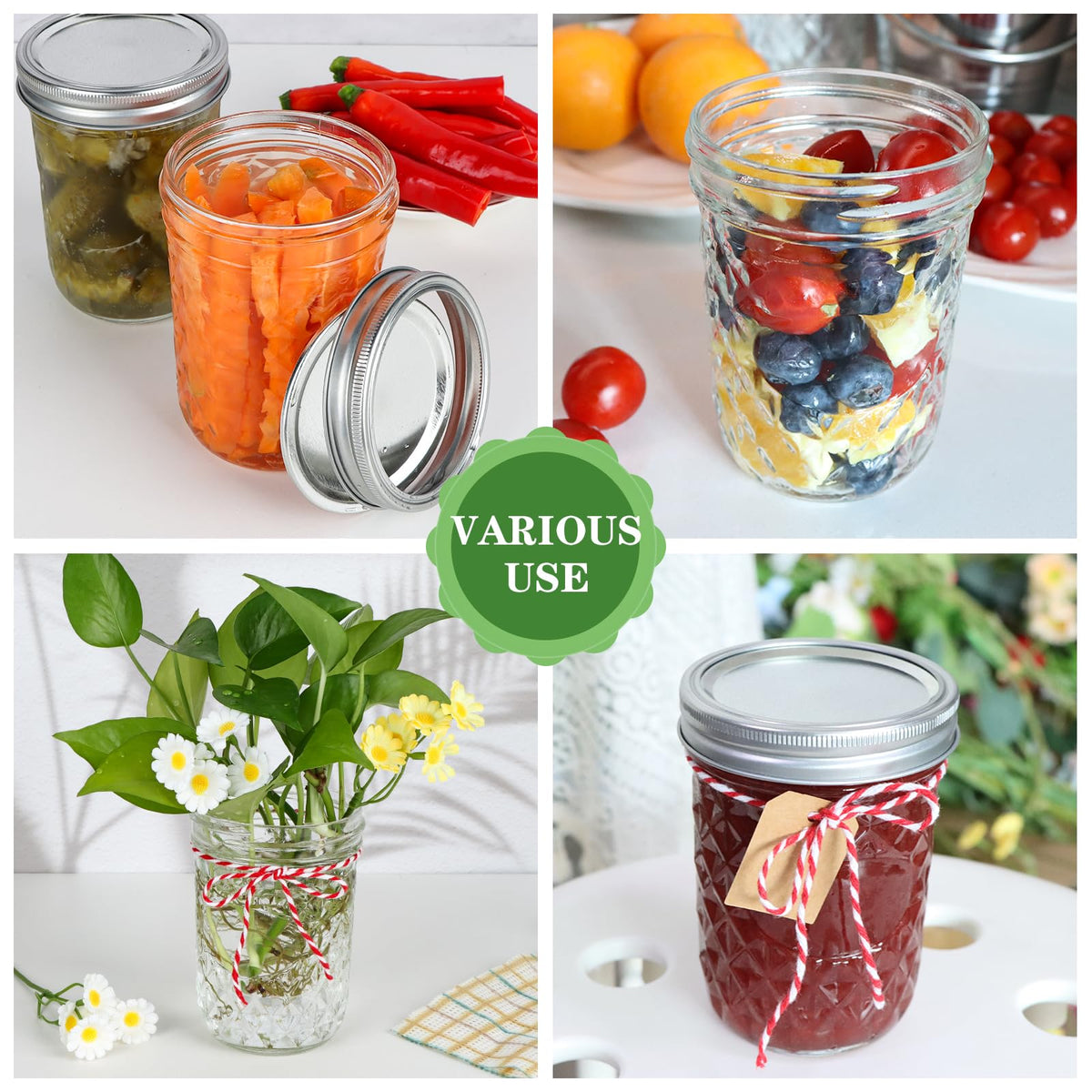 16oz Wide Mouth Mason Jars with Lids 6 Pack B72175