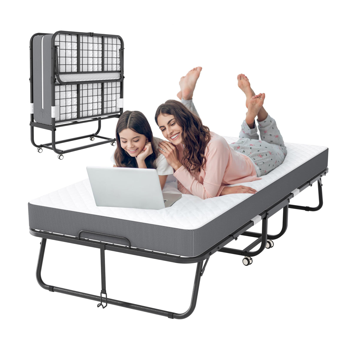 Folding Bed with 5-inch Memory Foam Mattress O91136