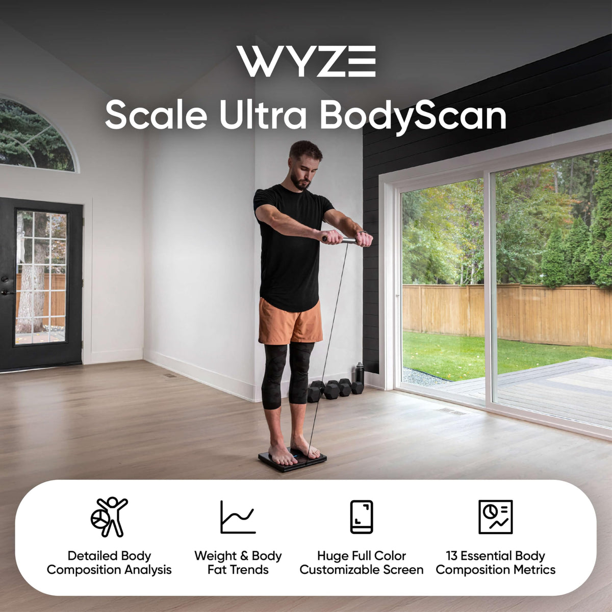 Wi-Fi & Bluetooth Body Composition Scale with Handle, 400 lbs, Black Y26580