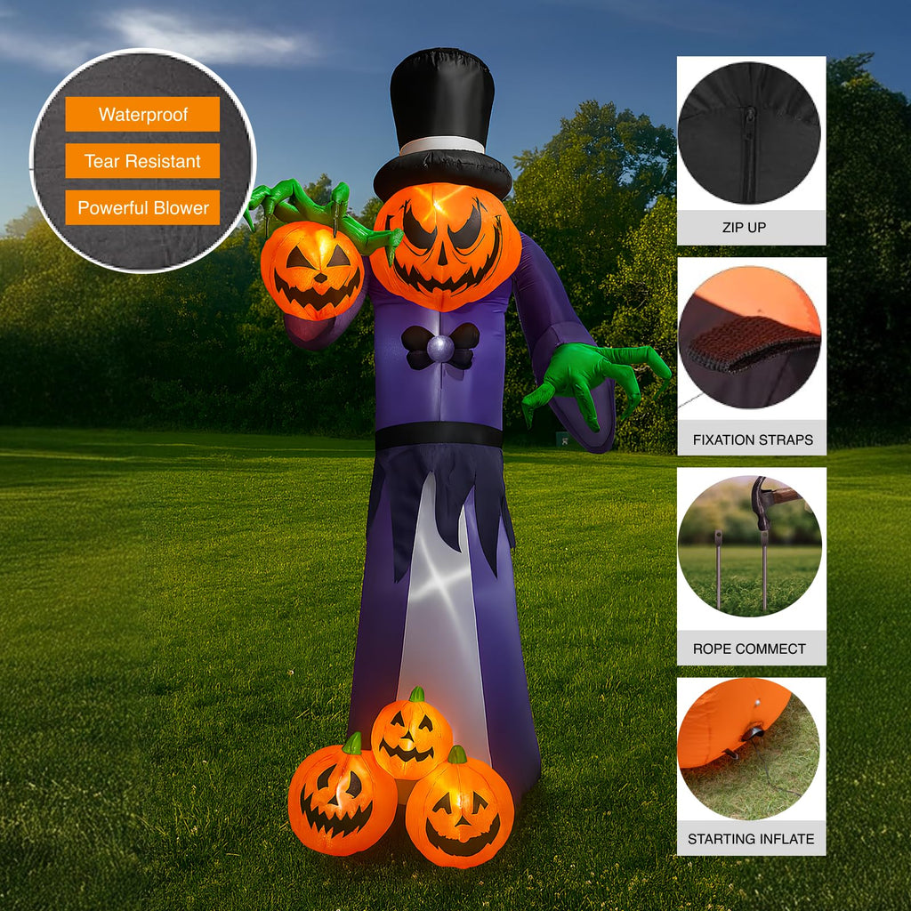11FT Inflatable Pumpkin Grim Reaper with LEDs N321647