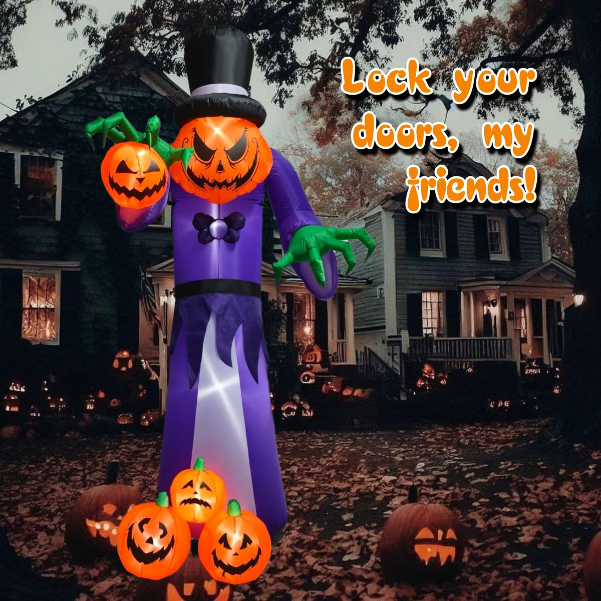 11FT Inflatable Pumpkin Grim Reaper with LEDs N321647