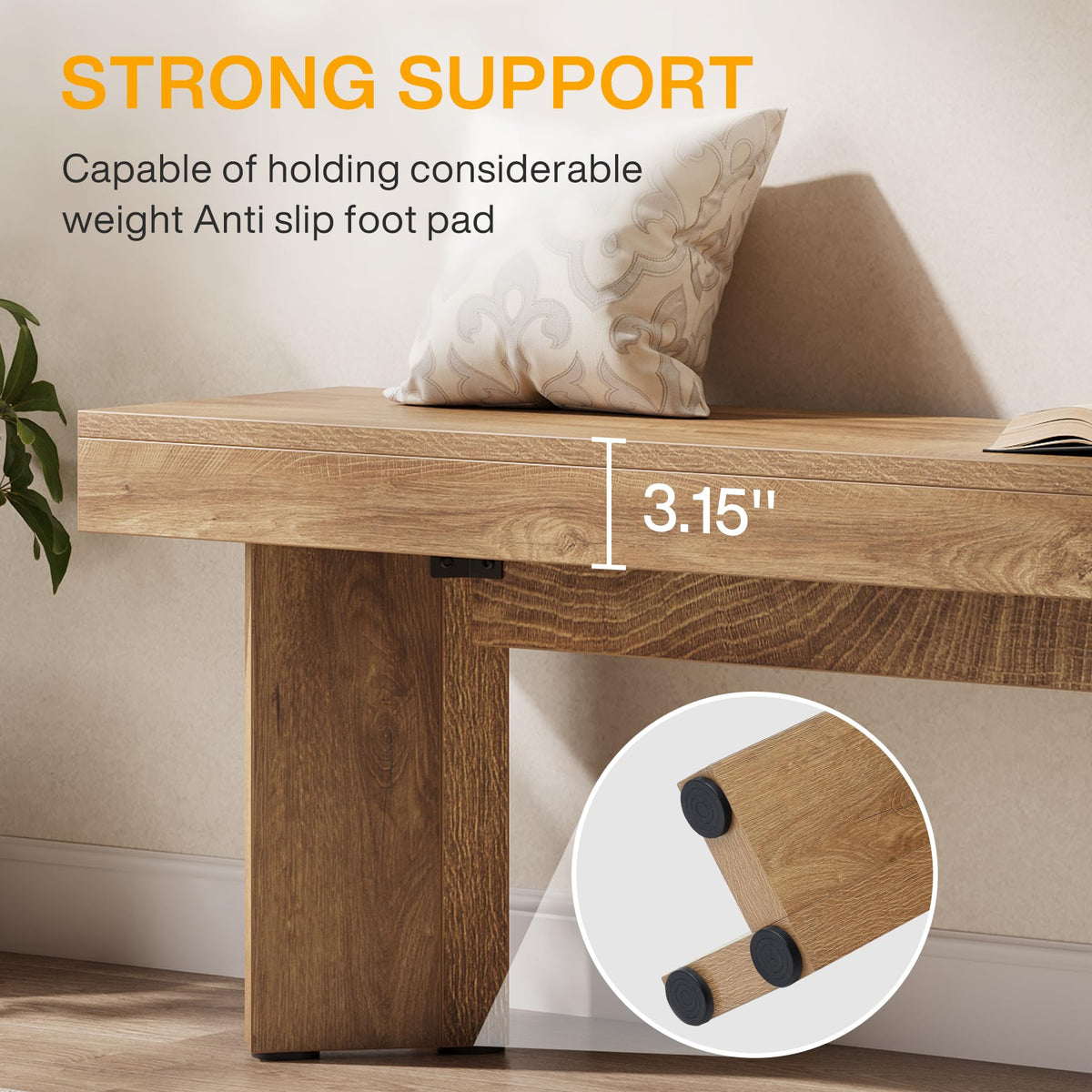 47" Wooden Bench W837589