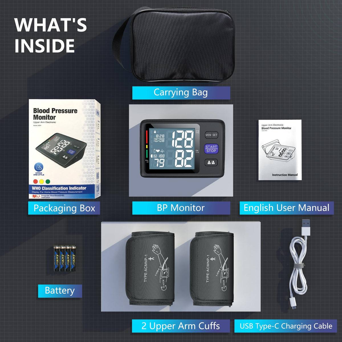 Upper Arm Blood Pressure Machine with 2 Size Cuffs R7401