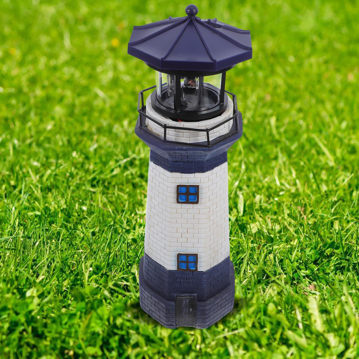 Solar Rotating Lighthouse Light Outdoor Waterproof Garden Decor Z211571